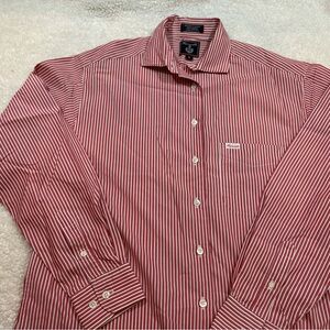 Faconnable Red and White Casual Button Down Shirt